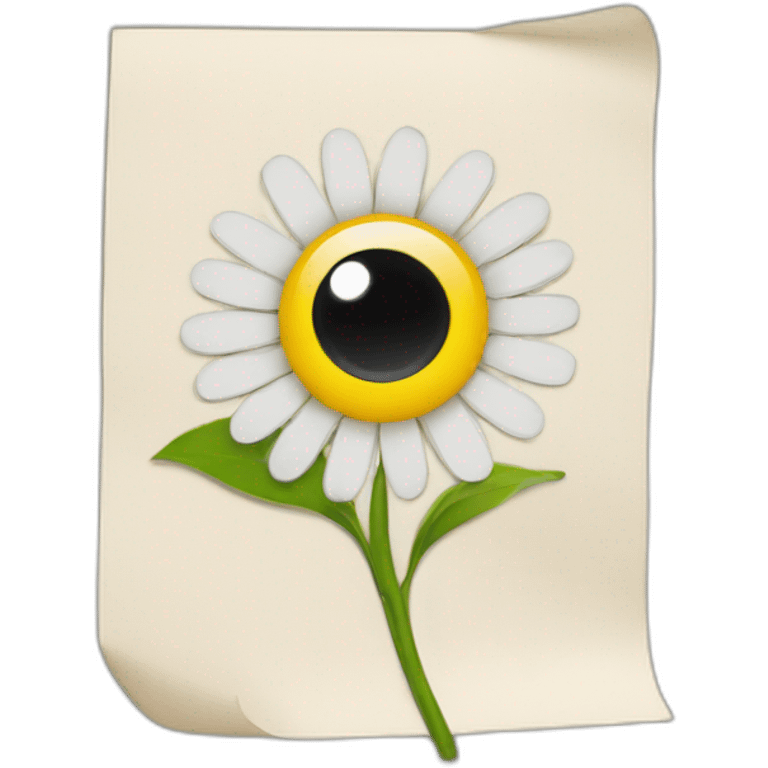 sheet of paper and flower with eyes emoji