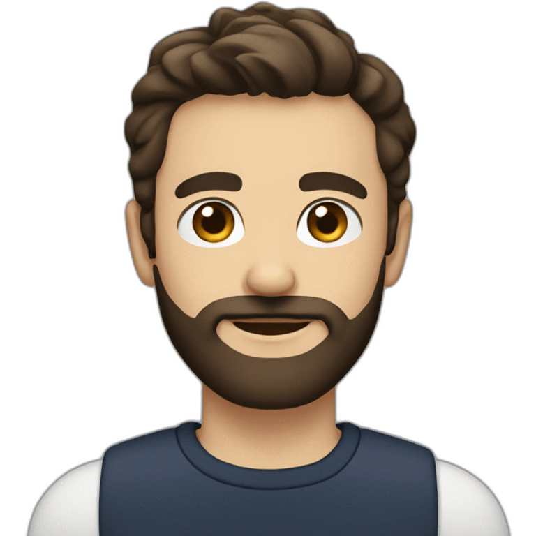 Man, short brown hair, short black beard,  emoji