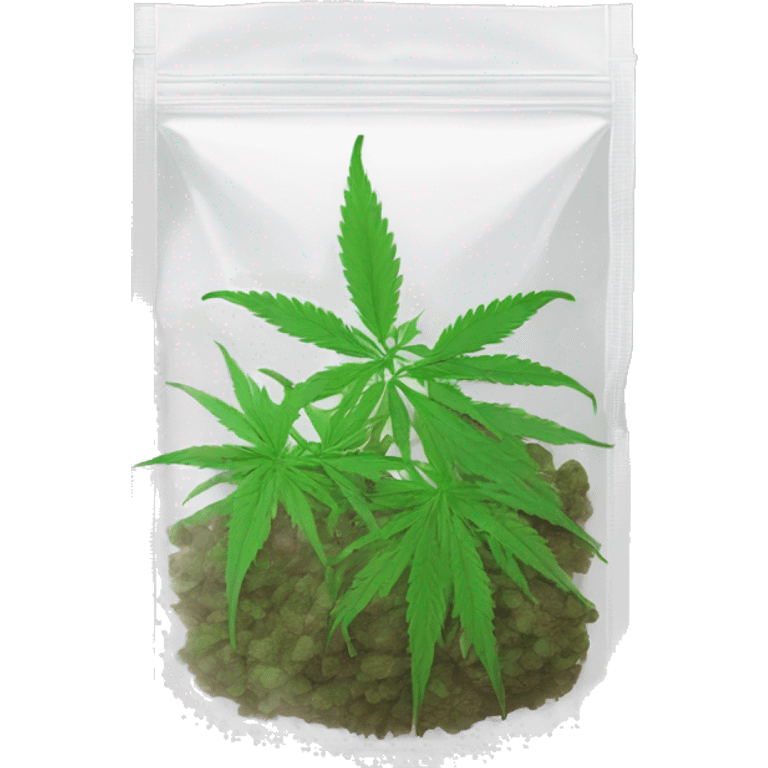 transparent ziplock bag with sativa strain inside emoji