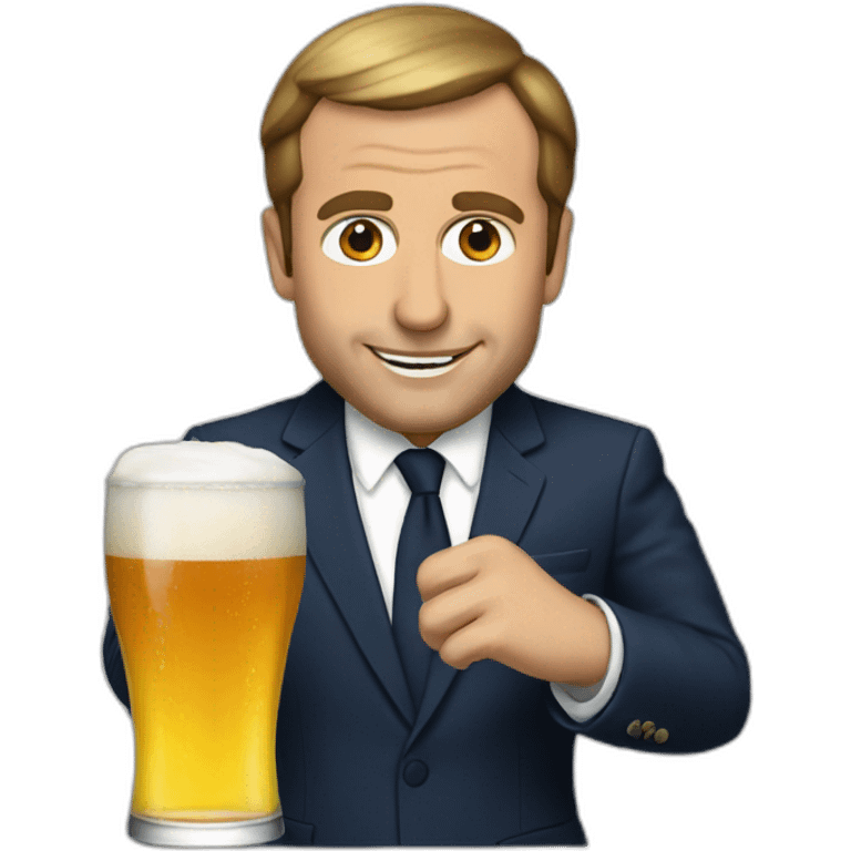 Macron drink beer emoji