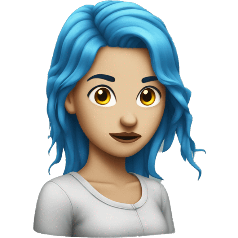 Mad blue hair girl emoji