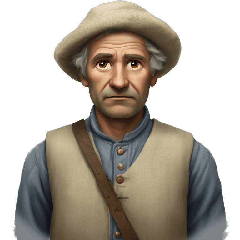 peasant in an old shirt during the 1917 revolution in russia photorealistic serious emoji