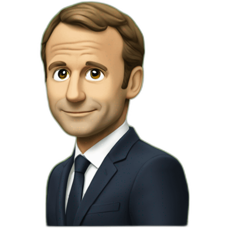 Macron dans un arbes qui fait un doit emoji