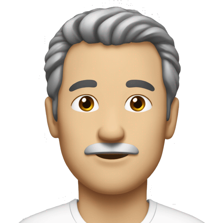 Middle-aged man, with black thin hair,that works in a sho emoji