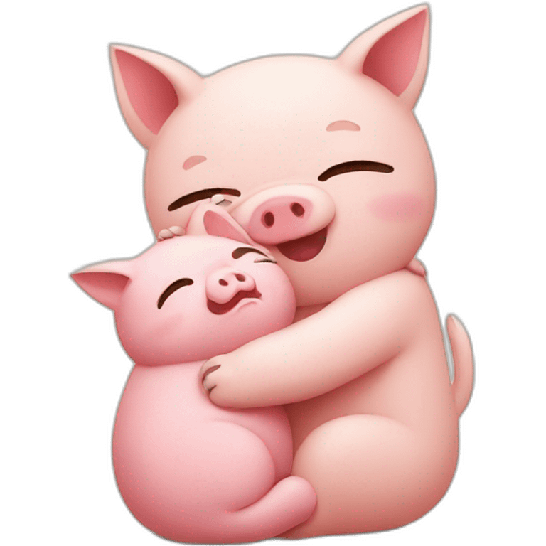 Cat hug pig emoji