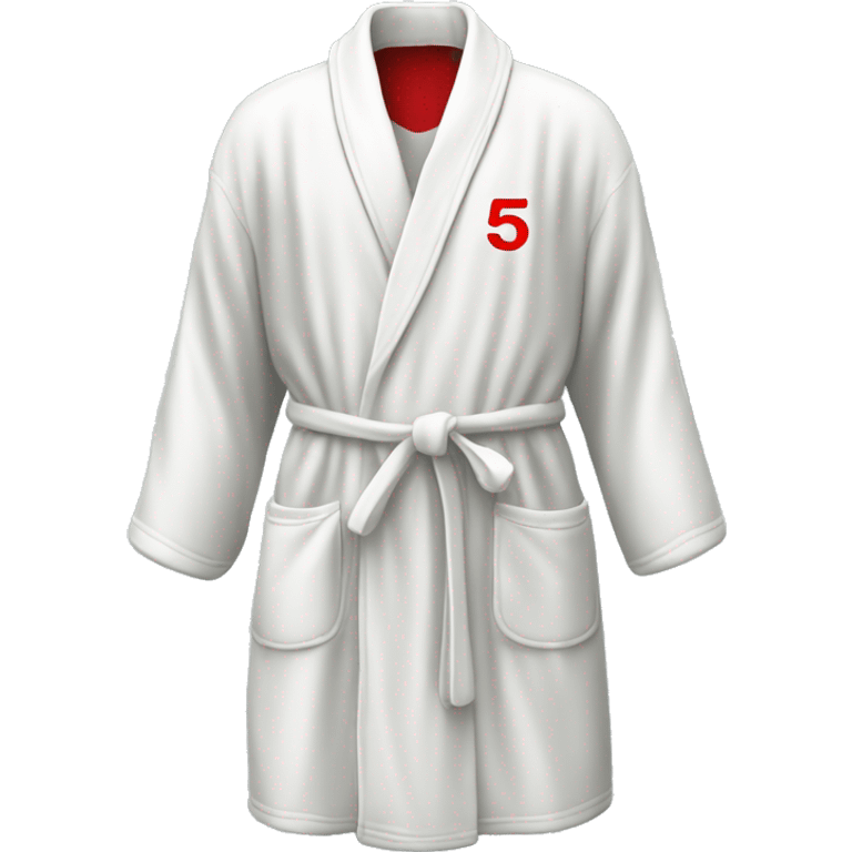 white bath robe with the number 5 in red on it emoji