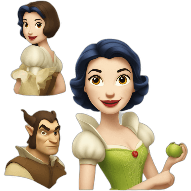 Blanche neige avec une tête de shrek emoji