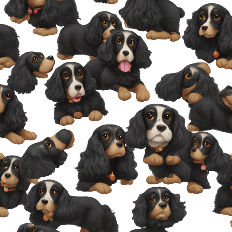 Black spaniels dogs new year  emoji