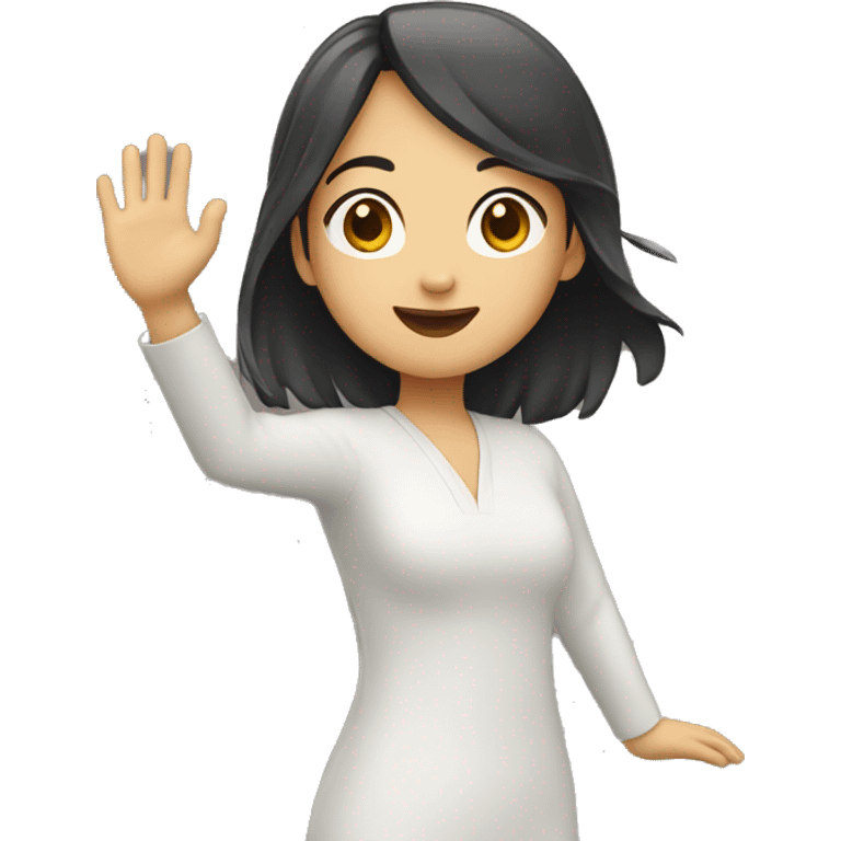 Asian girl waving emoji