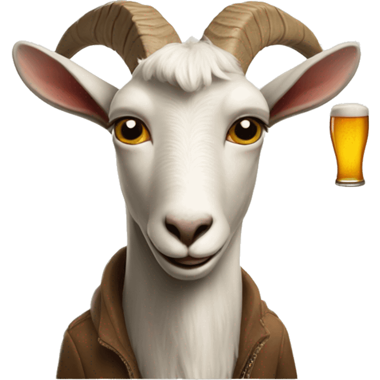 Goat with a beer smoking a cigarette emoji