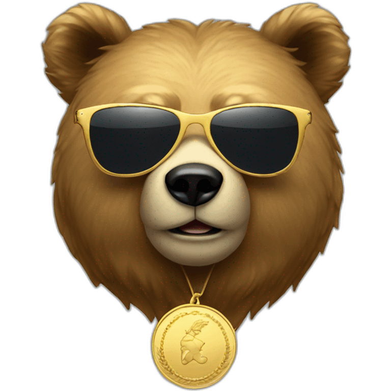 bear in sunglasses with gold medal emoji