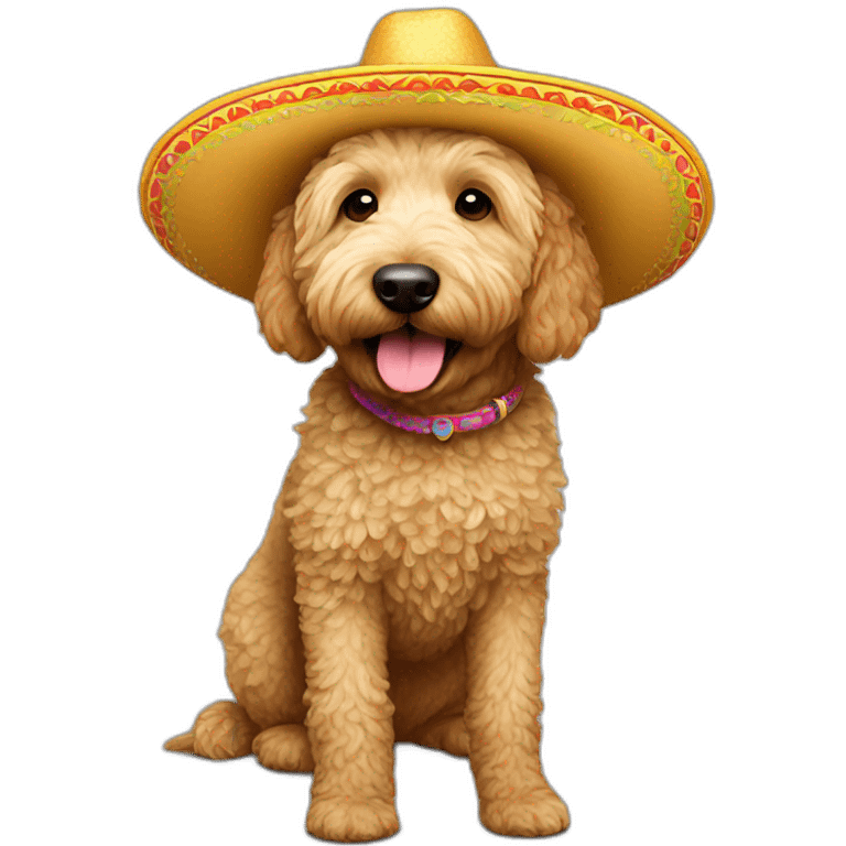 Golden doodle wearing a sombrero  emoji