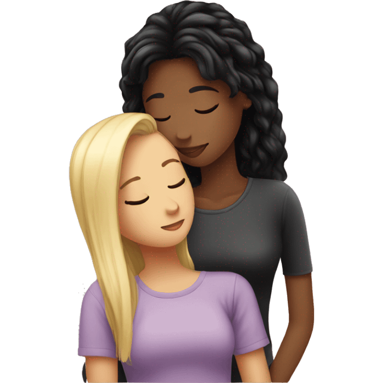 Black hair girl teenager kissing her blonde mom emoji