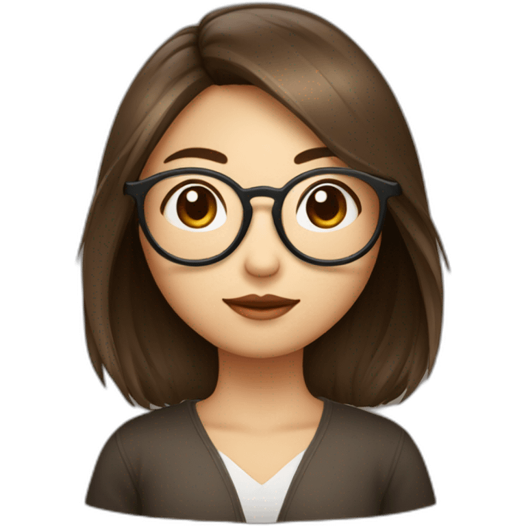 Fille asiatique avec cheveux bruns au carré et avec des lunettes rondes emoji