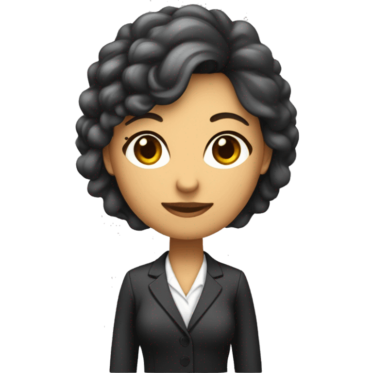 crea un avatar de una mujer empresaria, castaña oscura y pelo rizad emoji