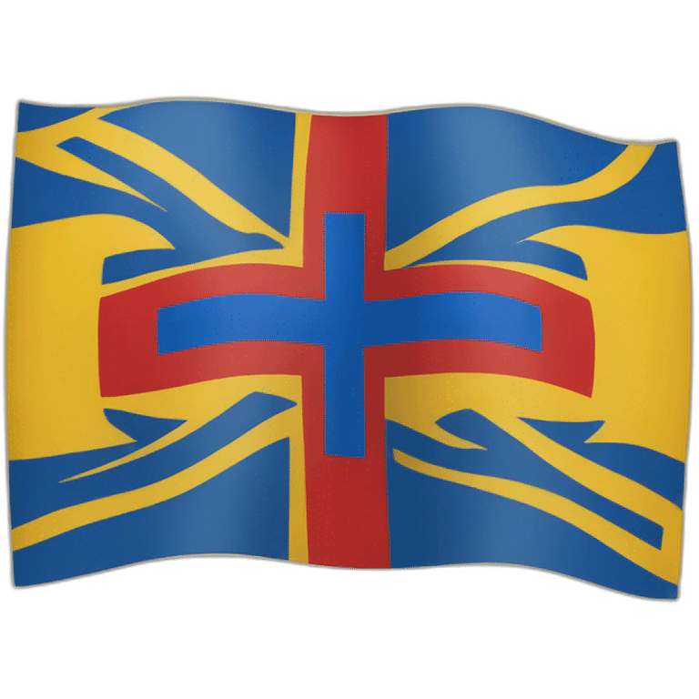 flag with a blue Scandinavian cross with a red outline on a yellow background Ingermanland emoji