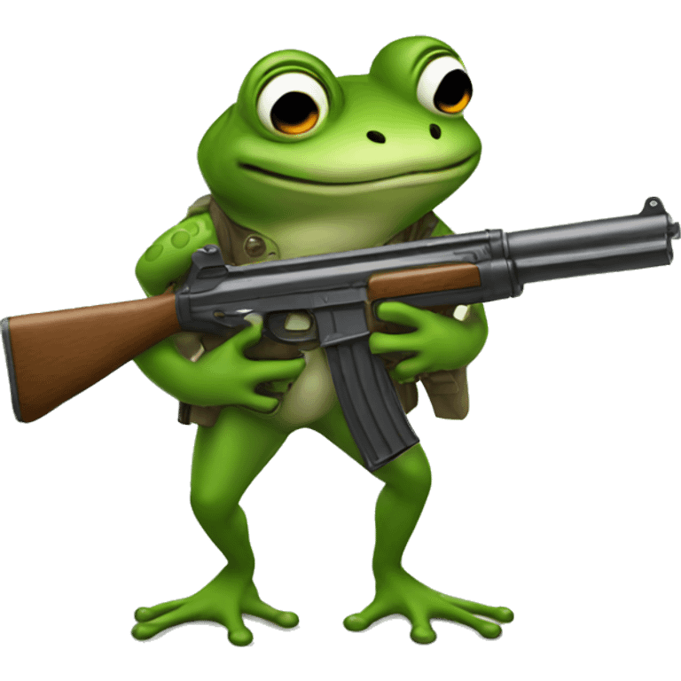 Frog holding gun emoji