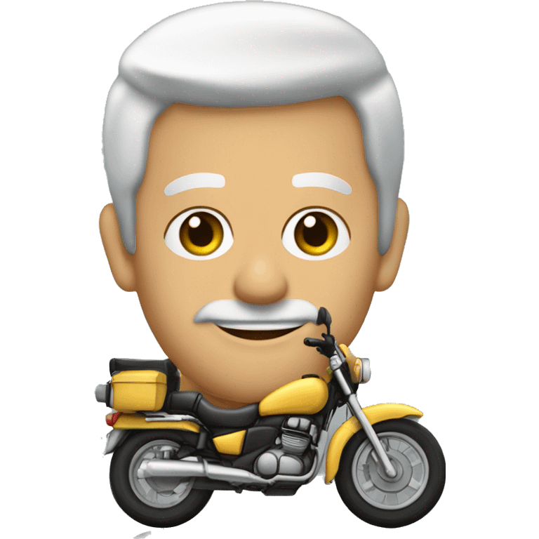 político homem de 38 anos em cima de uma moto acenando.  emoji