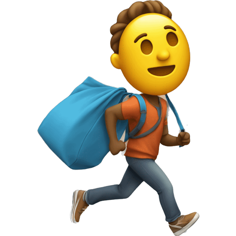 Guy running with a bag on a stick behind his back  emoji