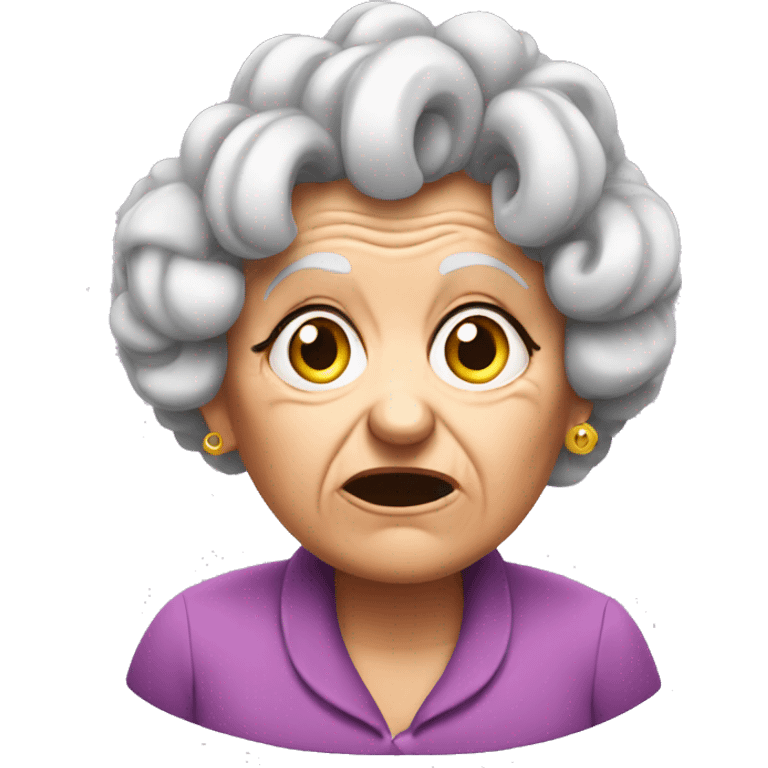 Confused old lady with curlers emoji