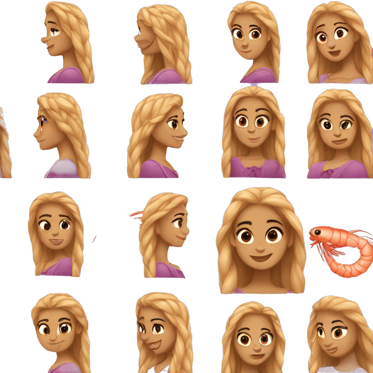 shrimp in Repunzel Disney costume emoji