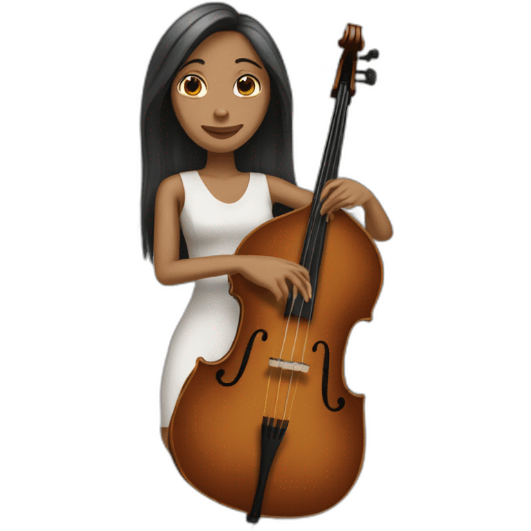 double bass white woman with straight hair emoji