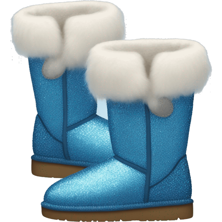 Realistic blue glitter and fur Ugg boots. emoji