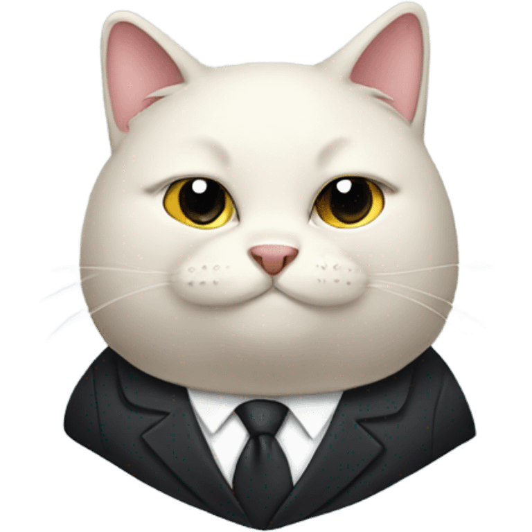 Fat black cat wearing a suit emoji