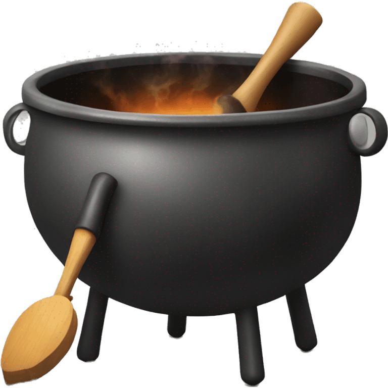 smoldering cauldron with wooden spoon stirring i emoji