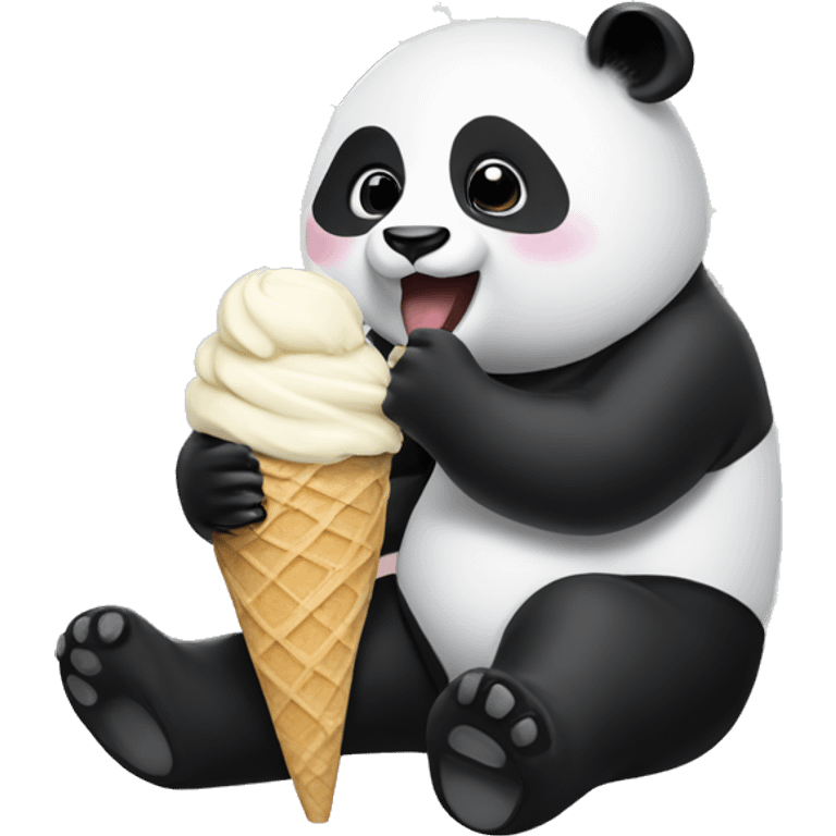 Panda eating ice cream on the moon  emoji