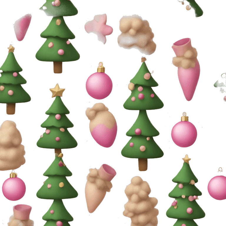 Cute Christmas tree with pink and beige decorations emoji