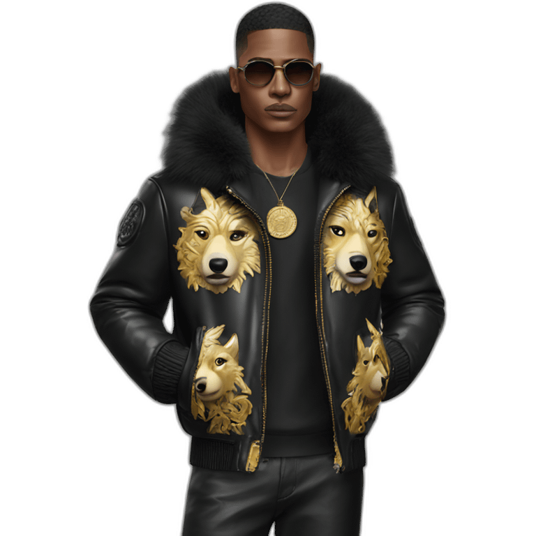 wolf in the versace leather down jacket emoji