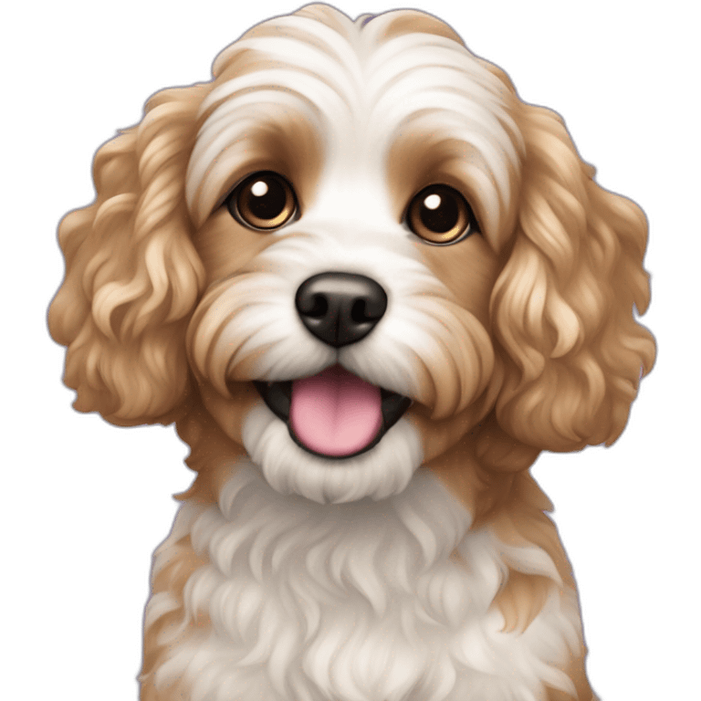 cavapoo with purple fur and green polka dots emoji