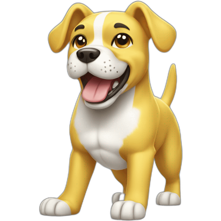 yellow and white dog with muscles and thumbs up showing the whole body emoji