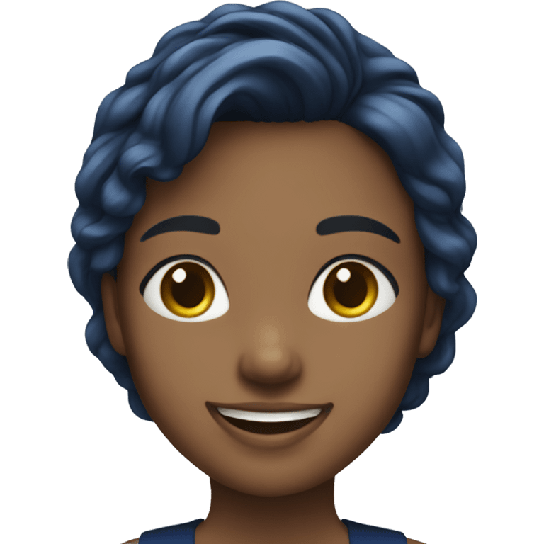 smiling girl in navy blue dress emoji