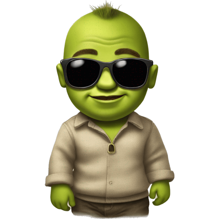 Baby shrek with sunglasses on with hair emoji