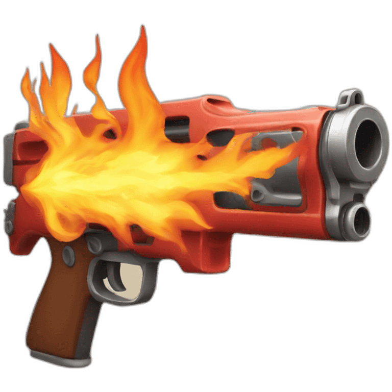 fire gun with flames emoji