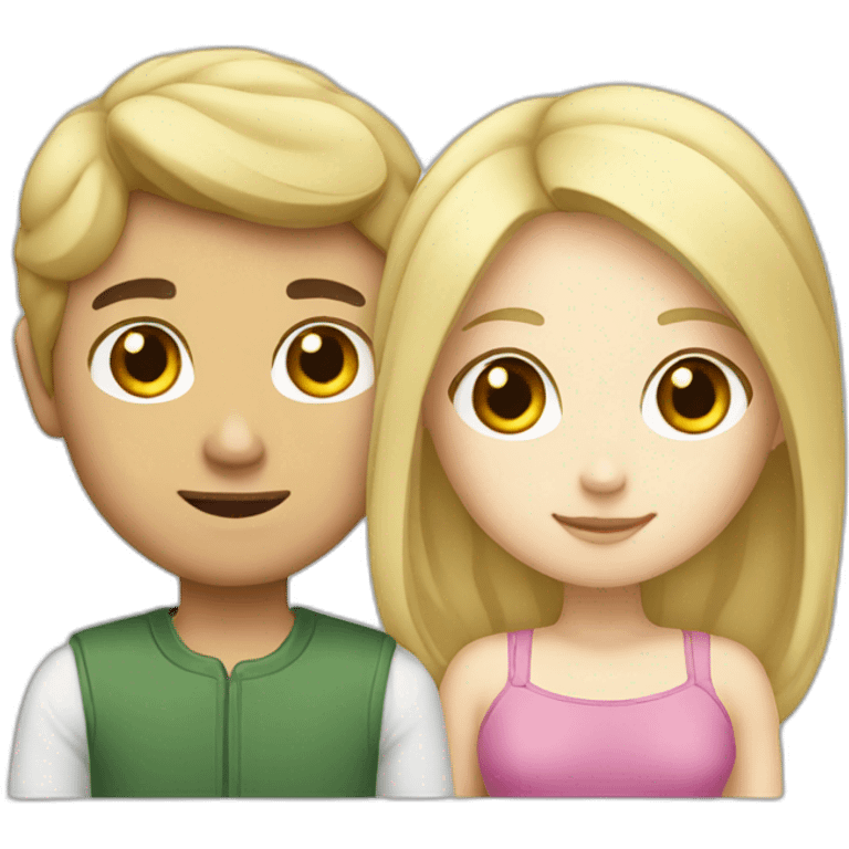 Asian boy with Caucasian blond girl emoji