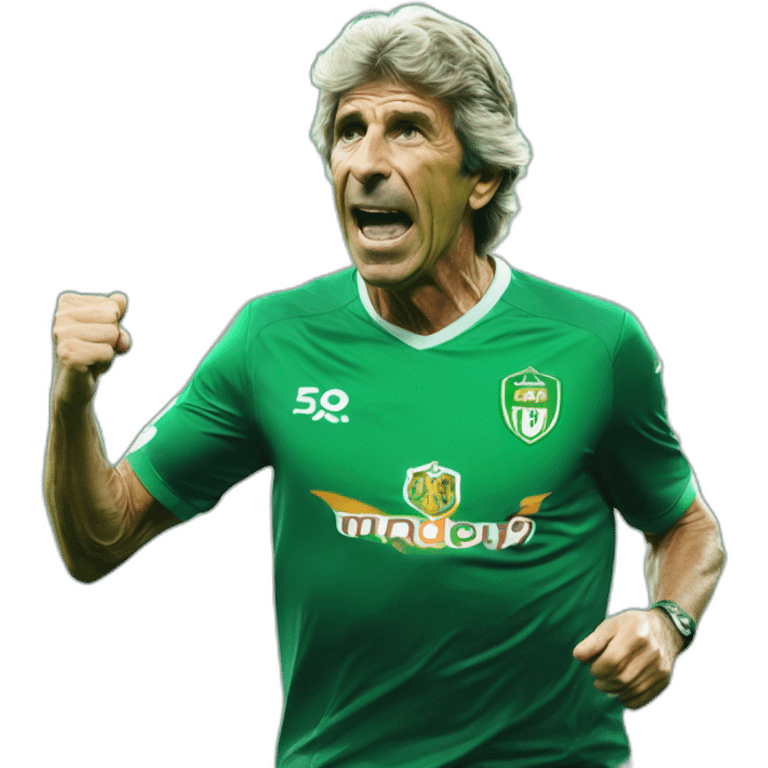 Hiperrealist Manuel pellegrini celebration goal with betis tshirt emoji