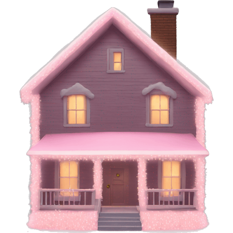 House with light pink Christmas lights  emoji