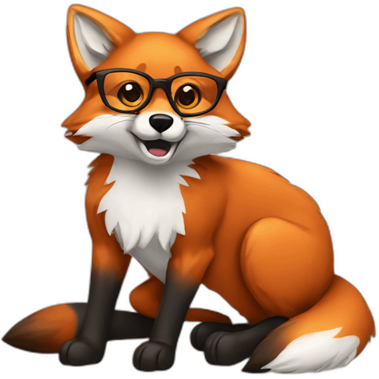 Fox with glasses and reduced color scheme. The color that is used should be red emoji