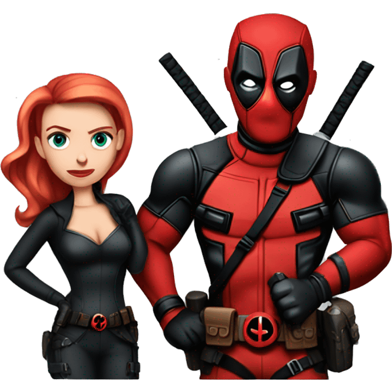 Deadpool with black widow show  emoji