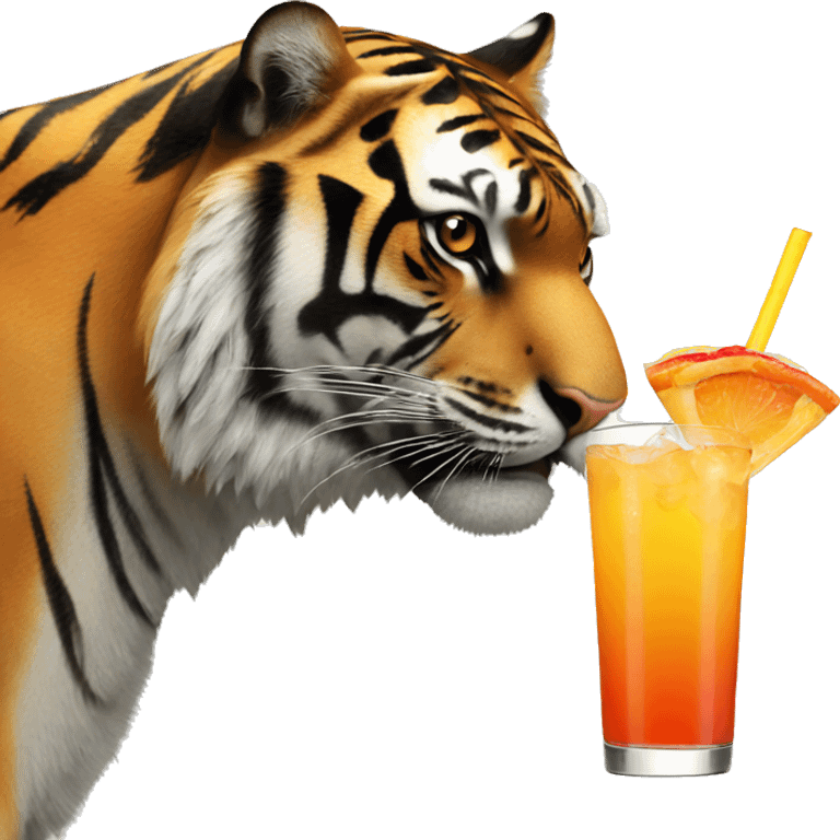 Tiger drinking a cocktail emoji