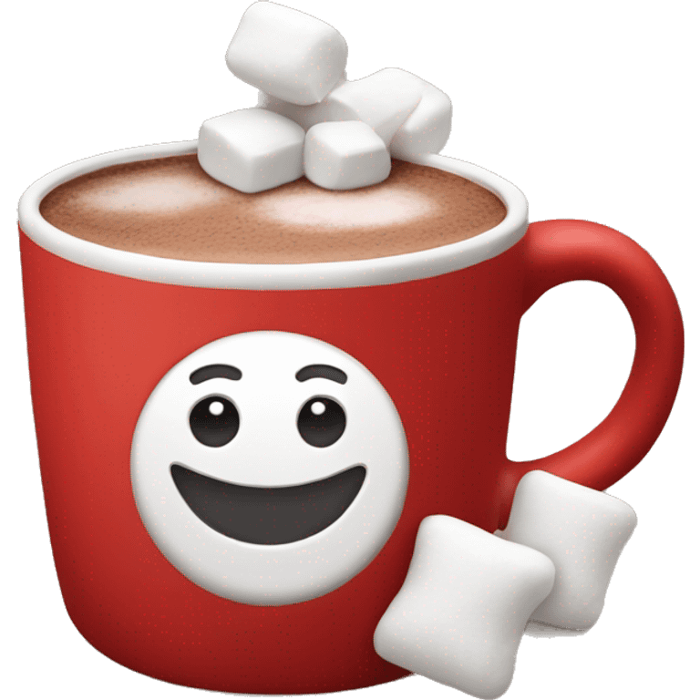 Hot chocolate in a red mug with marshmallows  emoji