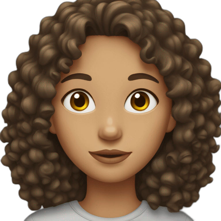 Brunette girl with curly hair emoji