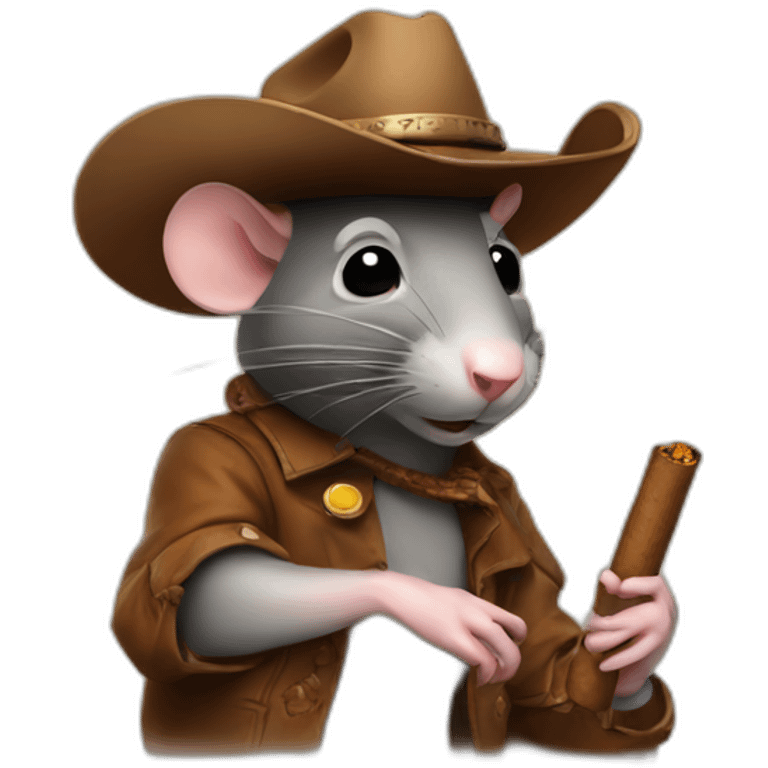 A rat wearing a cowboy hat and holding a cigar emoji