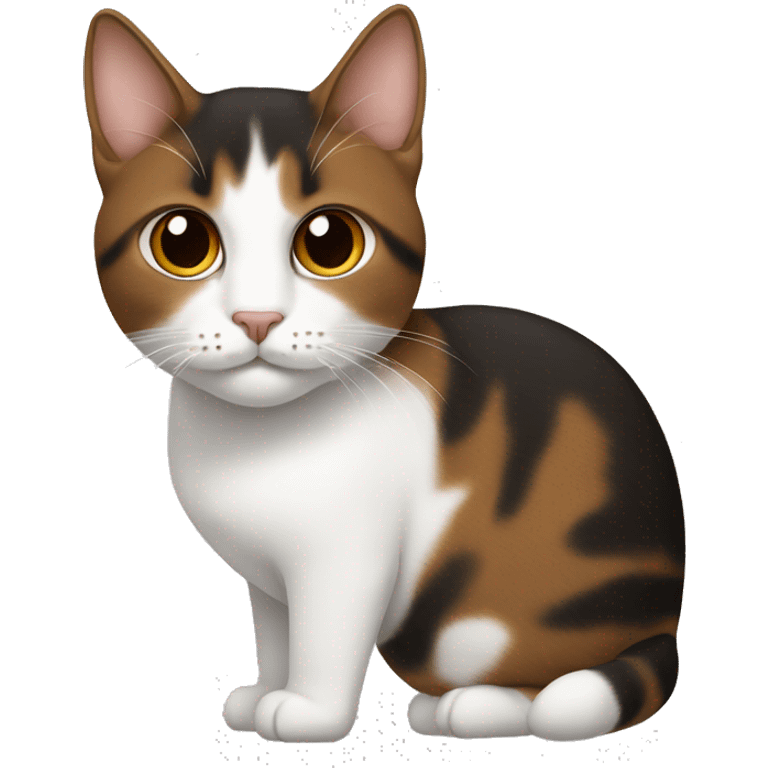 Cat has a brown and black hair but mostly brown and in white neck  emoji