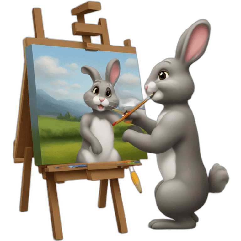 yugy bunny painter easel painting a paintings emoji