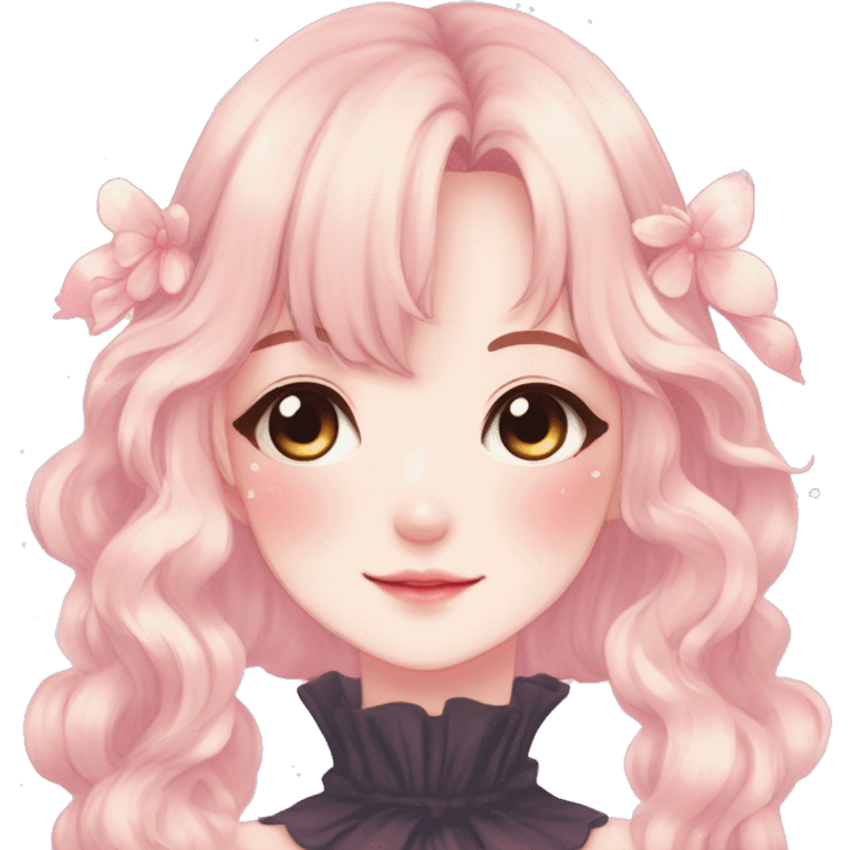 Gorgeous anime style lady with blushing face cottagecore fairycore  Kawaii anime colorful pearly romantic simplistic aesthetic trending stylea emoji