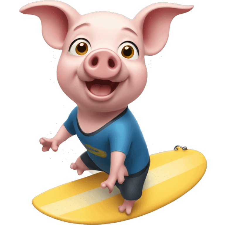 Surfing pig emoji